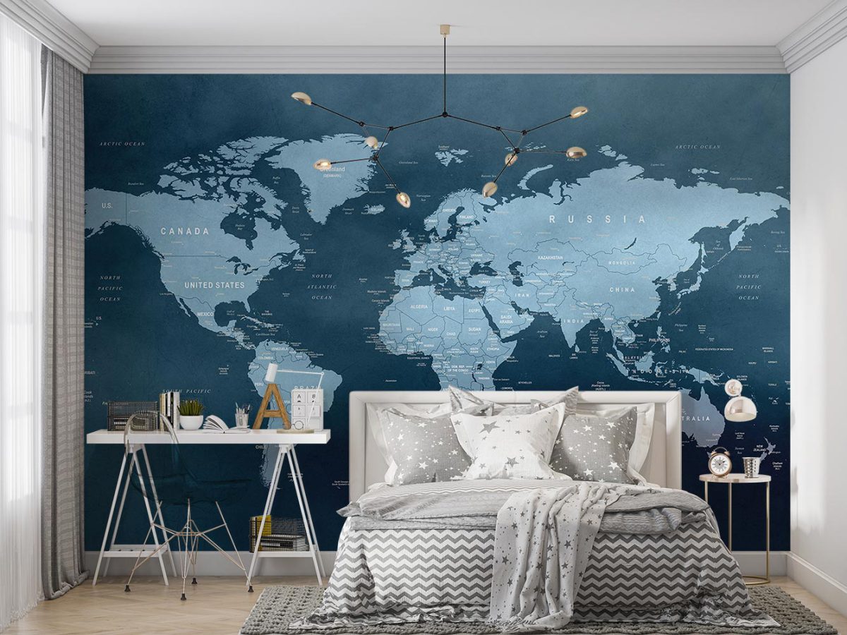 پوستر دیواری پسرانه طرح نقشه جهان W10131800