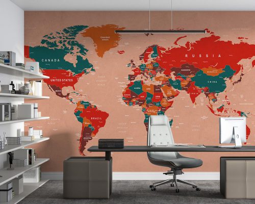 پوستر کاغذ دیواری طرح نقشه جهان W10133700