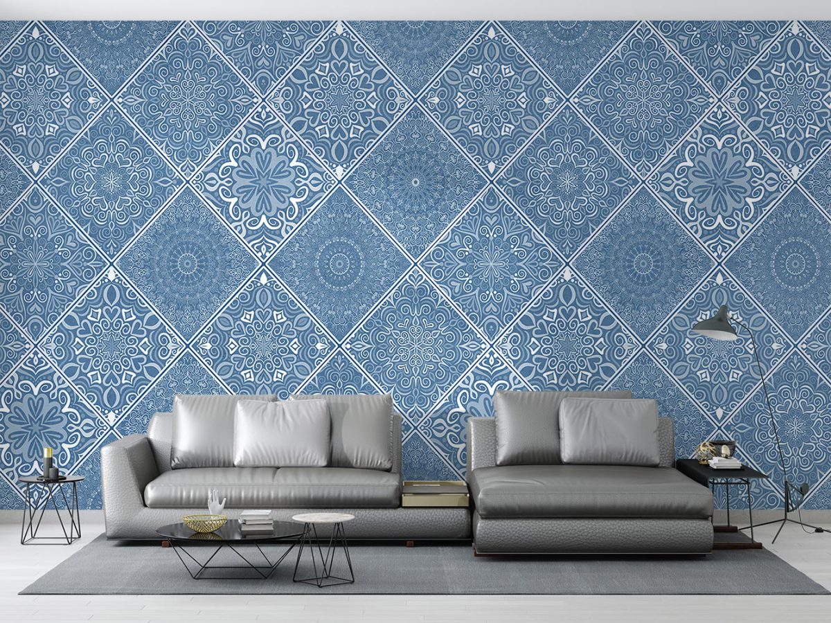 کاغذ دیواری آبی سنتی اسلیمی W10134000