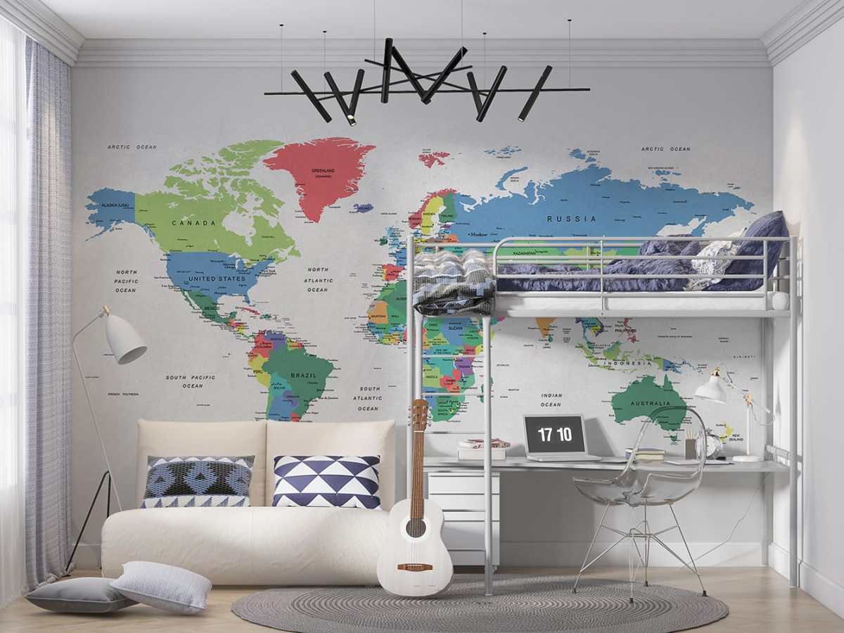 کاغذ دیواری پسرانه نقشه جهان بزرگ W10136300