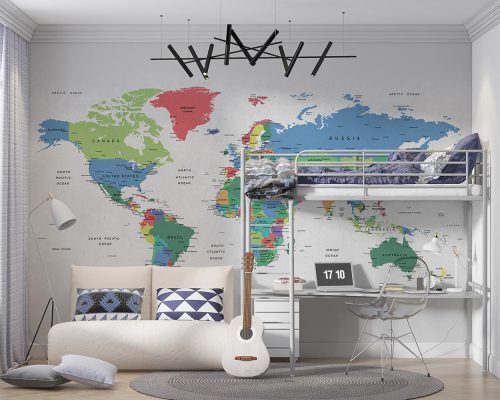 کاغذ دیواری نقشه جهان بزرگ W10136300