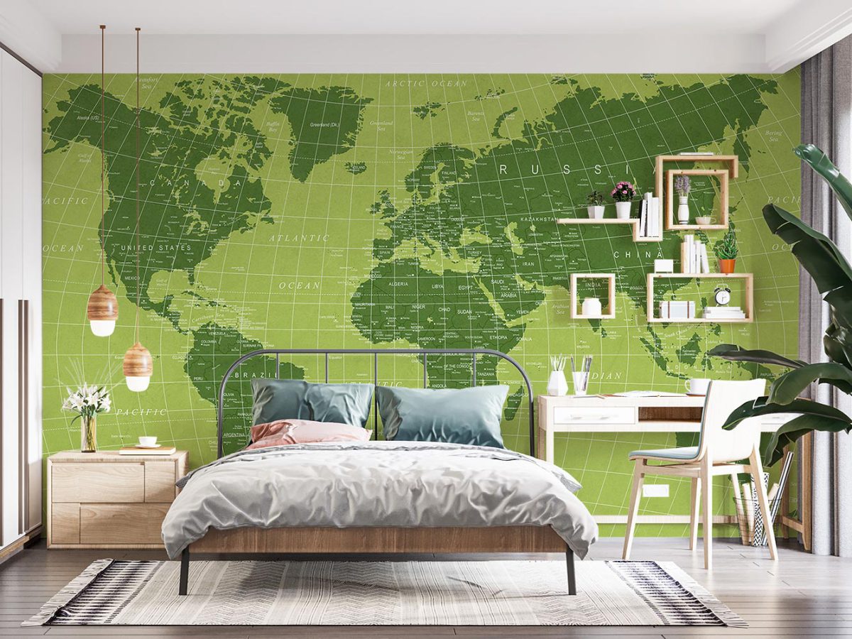 کاغذ دیواری پسرانه مدل نقشه جهان W10137200