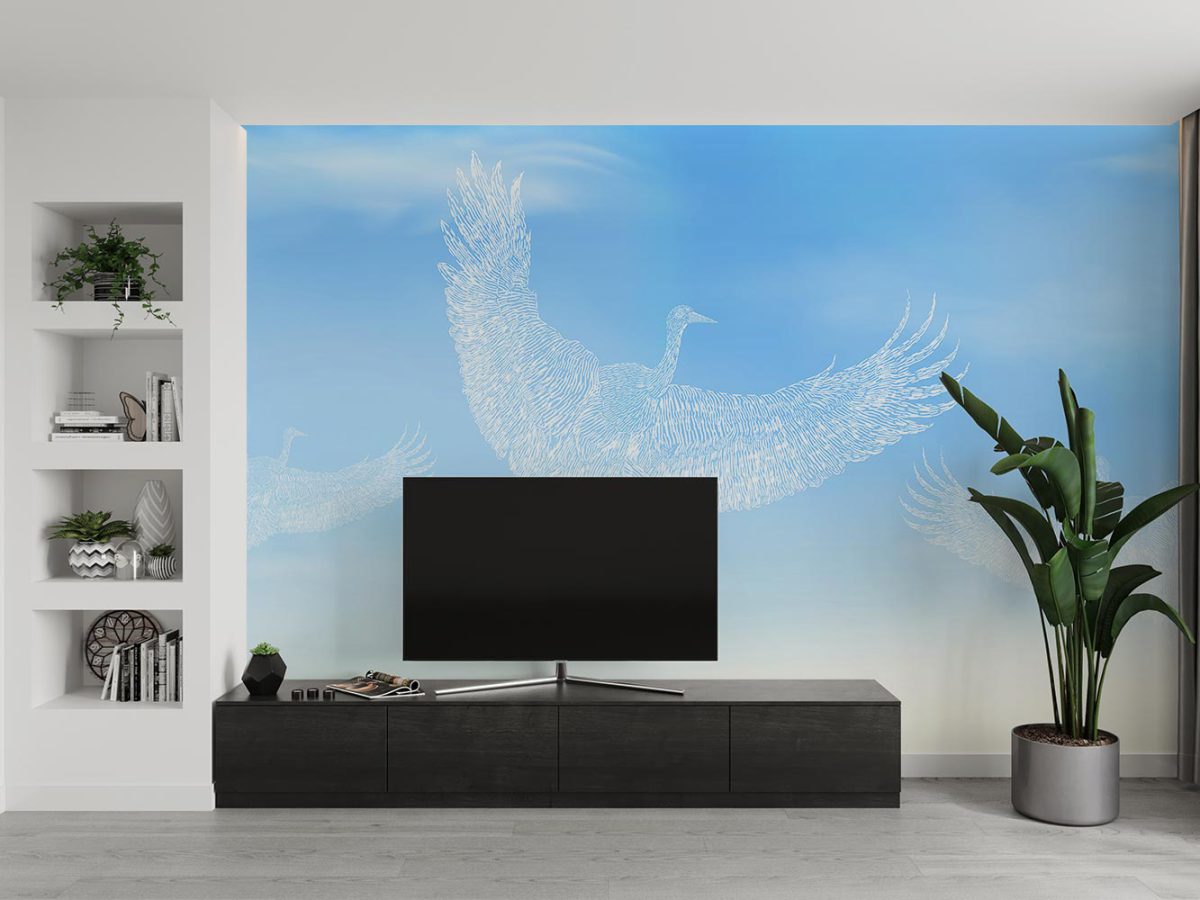 پوستر دیواری پشت تلویزیون طرح پرنده و آسمان W10138600