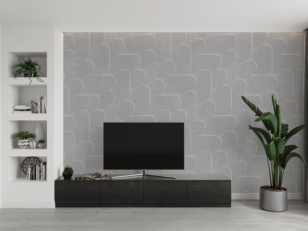 کاغذ دیواری پشت تلویزیون مدرن هندسی W10139700