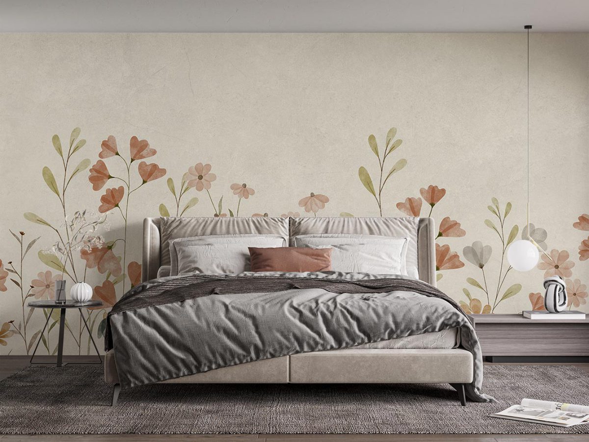 کاغذ دیواری اتاق خواب مدل گل و برگ W10145600