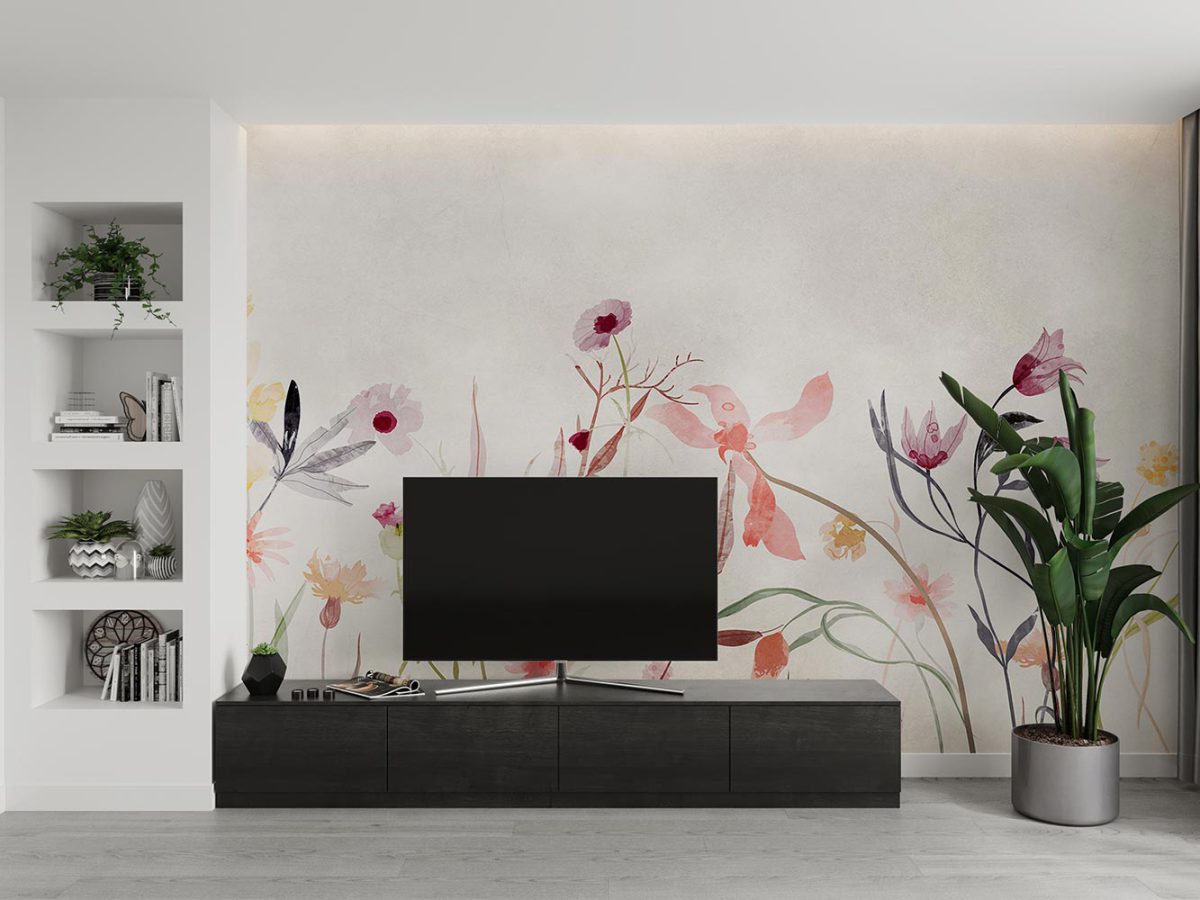 کاغذ دیواری پشت تلویزیون مدل گلدار W10147100