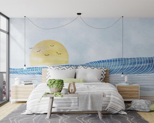 پوستر دیواری منظره دریا و خورشید W10147400