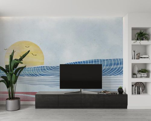 پوستر دیواری منظره دریا و خورشید W10147400