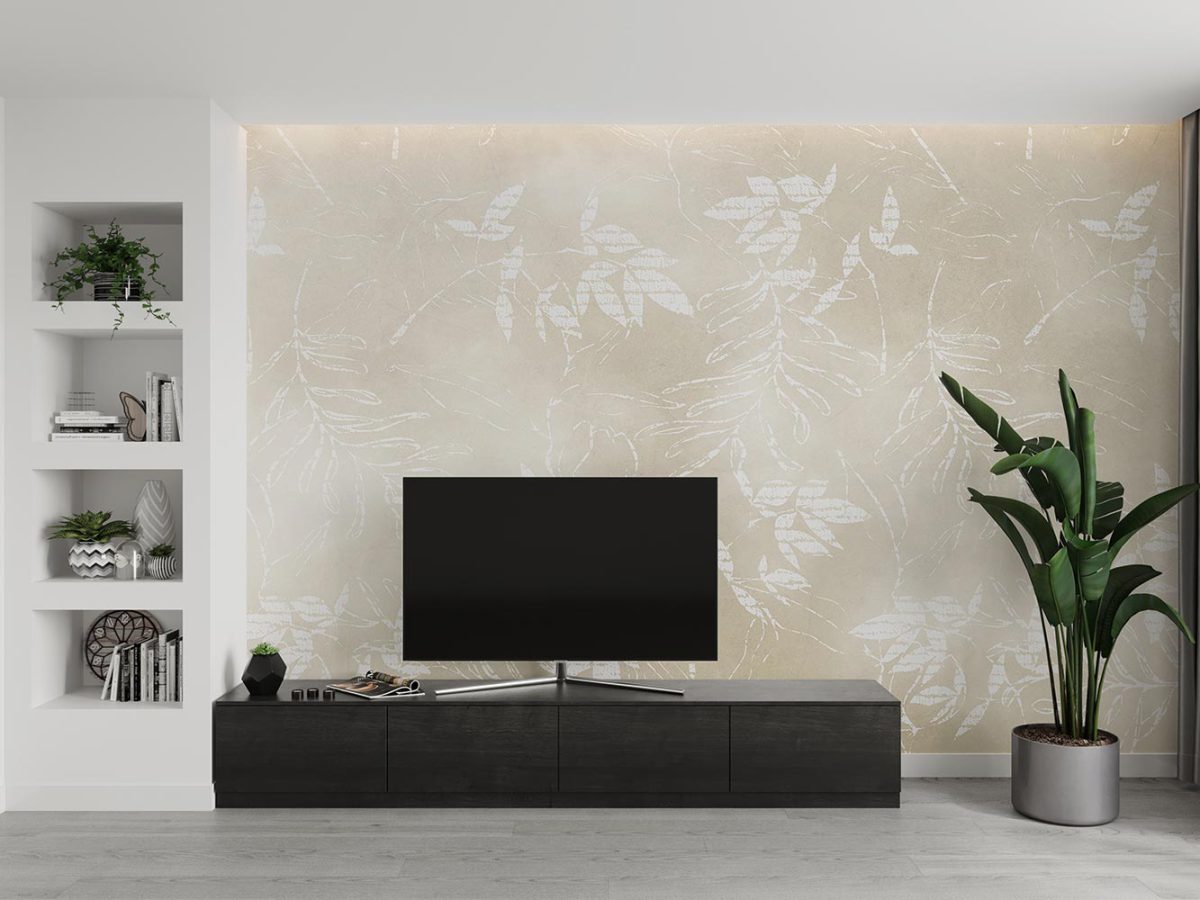 کاغذ دیواری پشت تلویزیون مدل برگ کلاسیک W10147600