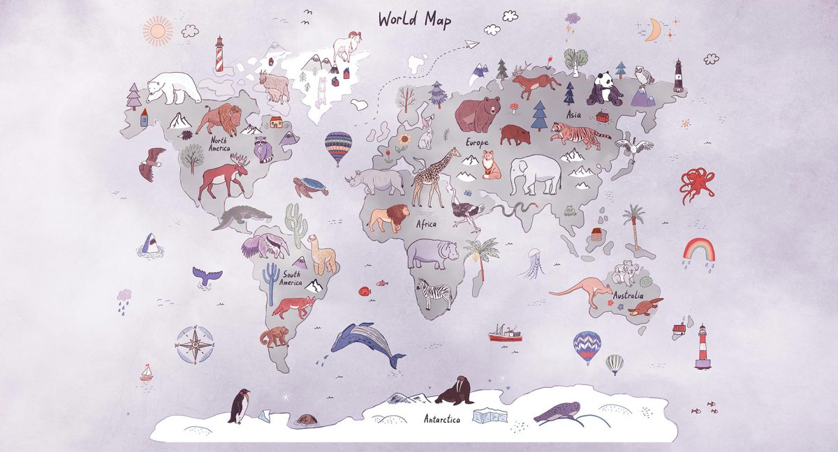 پوستر دیواری کودک نقشه حیوانات W10149300