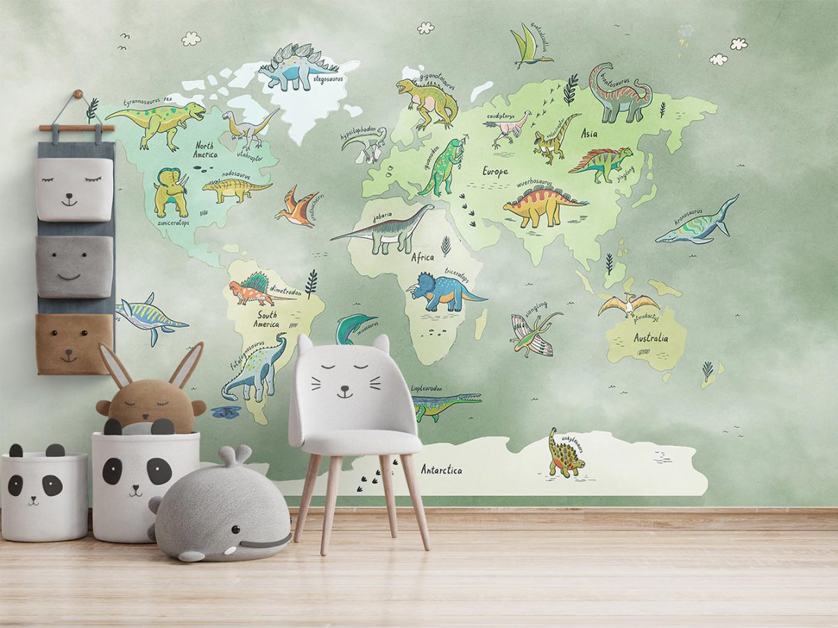 پوستر دیواری کودکانه دایناسور نقشه W10149500