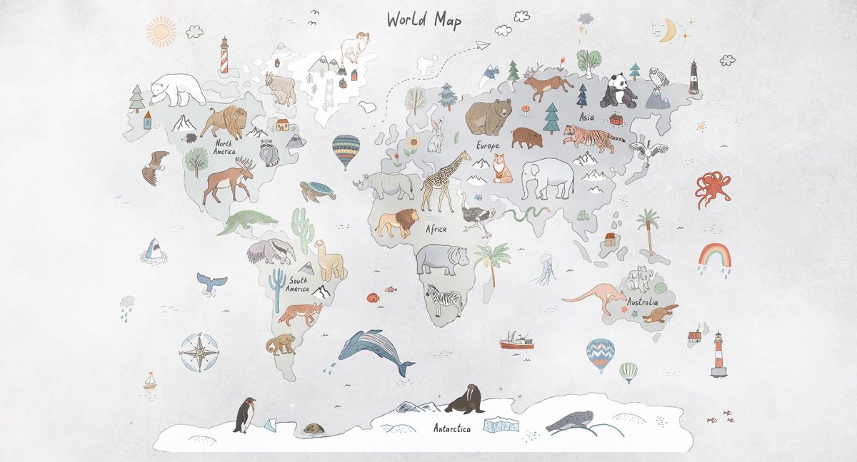 پوستر دیواری کودک نقشه حیوانات W10149700