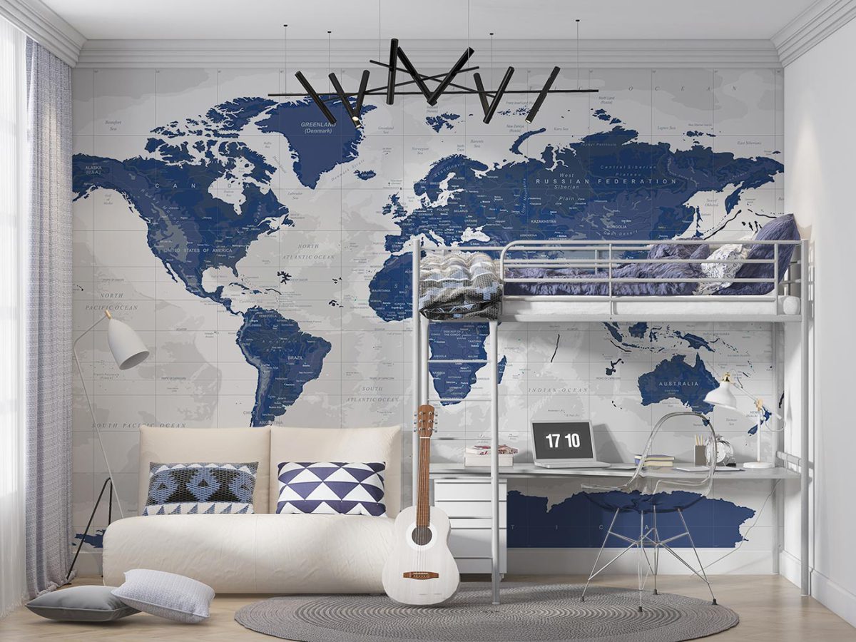 پوستر دیواری پسرانه مدل نقشه جهان W10150400