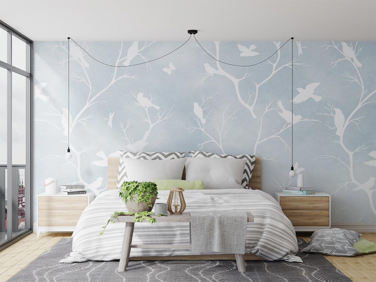 کاغذ دیواری اتاق خواب طرح پرنده و شاخه درخت W10151300