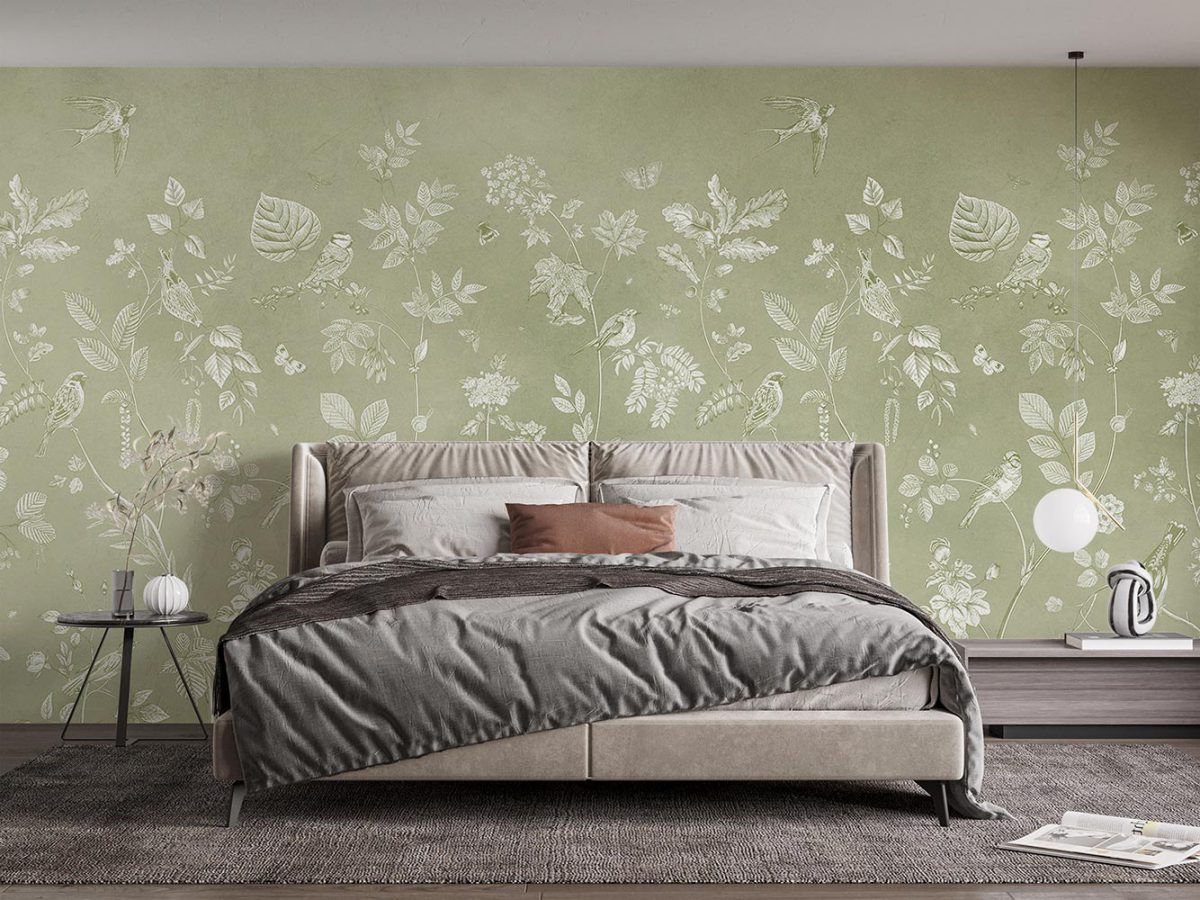 کاغذ دیواری طرح برگ و پرنده W10152200