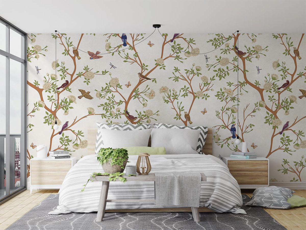 کاغذ دیواری اتاق خواب مدل گل و شاخه درخت W10152800