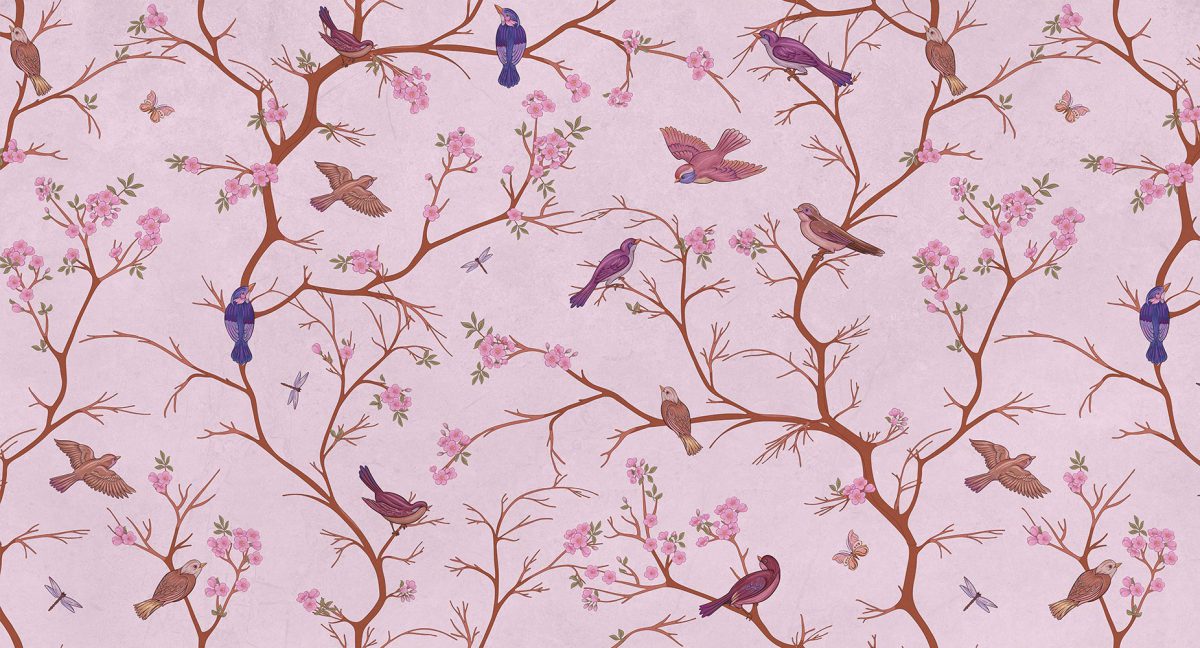کاغذ دیواری شاخه درخت و پرنده W10153200