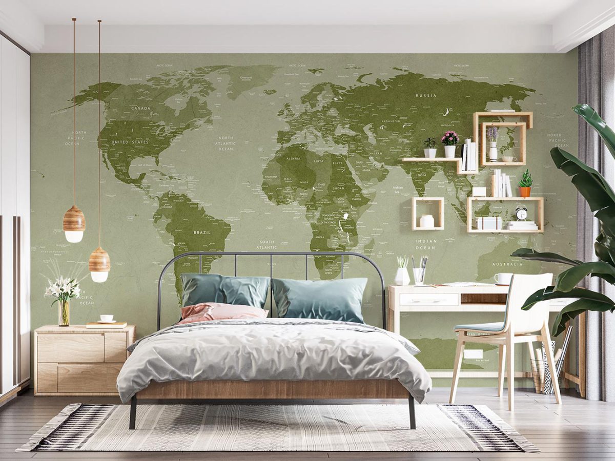 پوستر کاغذ دیواری پسرانه طرح نقشه جهان W10154100
