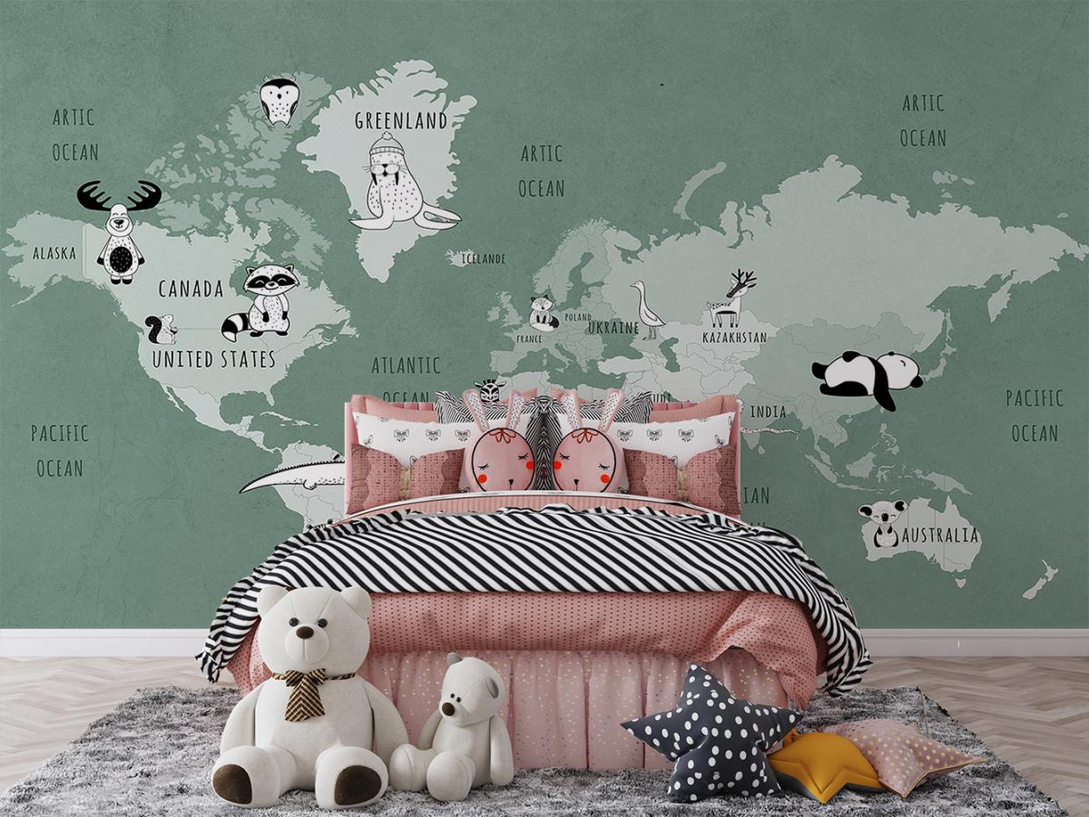 پوستر دیواری کودک نقشه حیوانات W10158700
