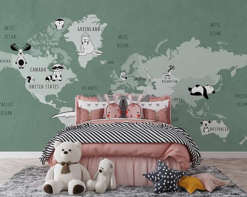 پوستر دیواری کودک نقشه حیوانات W10158700