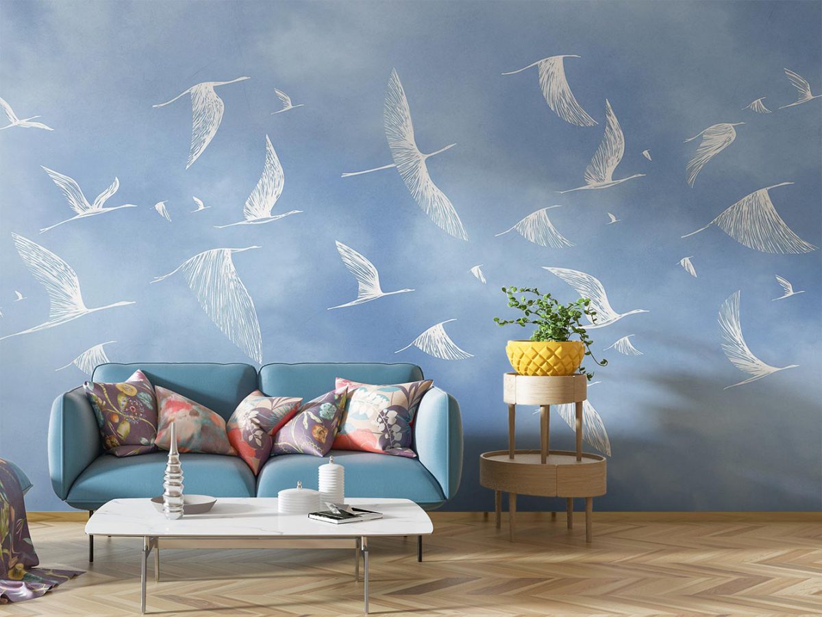 کاغذ دیواری طرح پرنده و آسمان W10158800