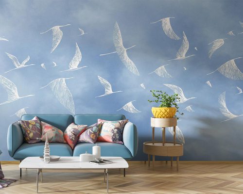 کاغذ دیواری طرح پرنده و آسمان W10158800