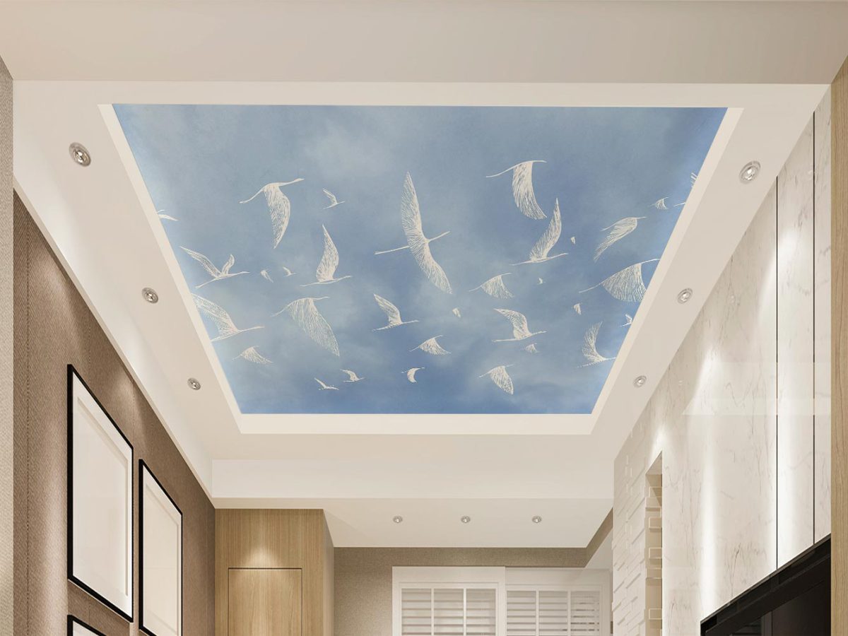 کاغذ دیواری سقفی طرح پرنده و آسمان W10158800