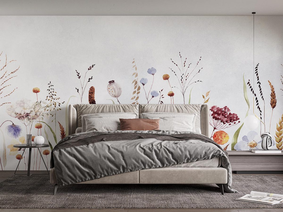 کاغذ دیواری اتاق خواب طرح گل و برگ W10159400
