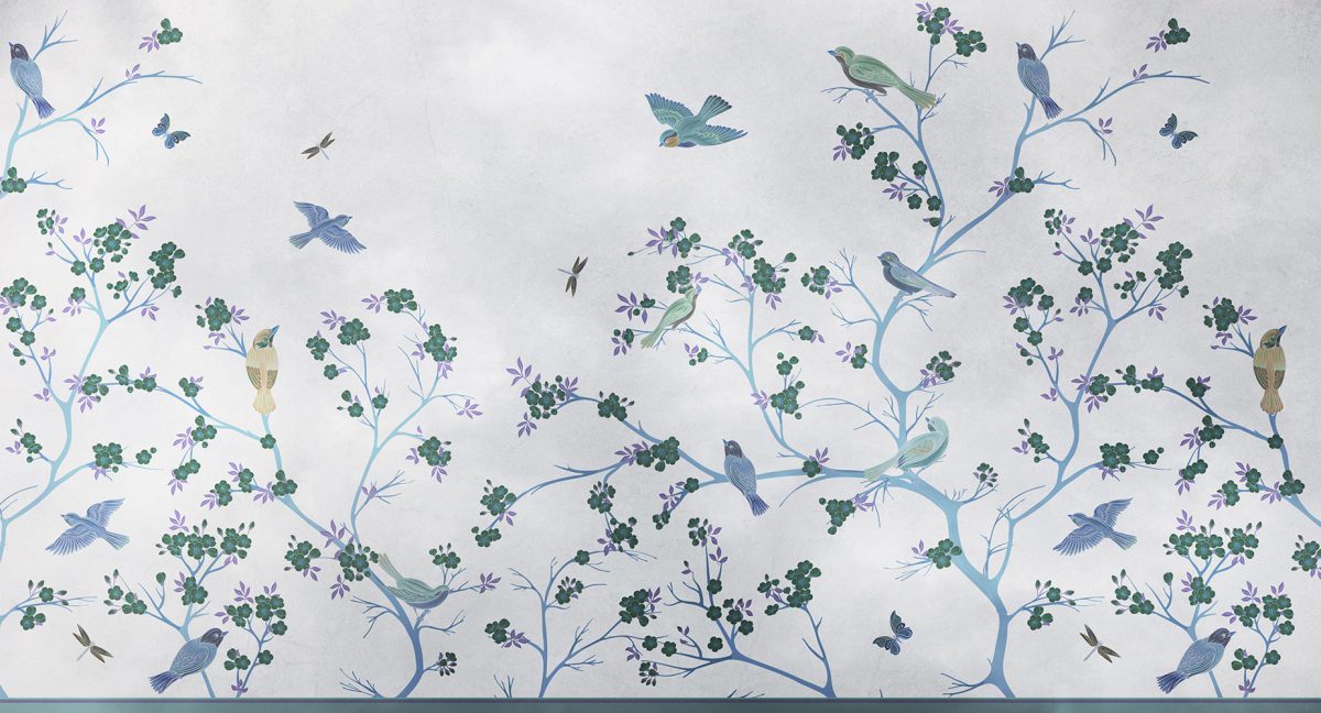 کاغذ دیواری شاخه درخت و پرنده W10161100