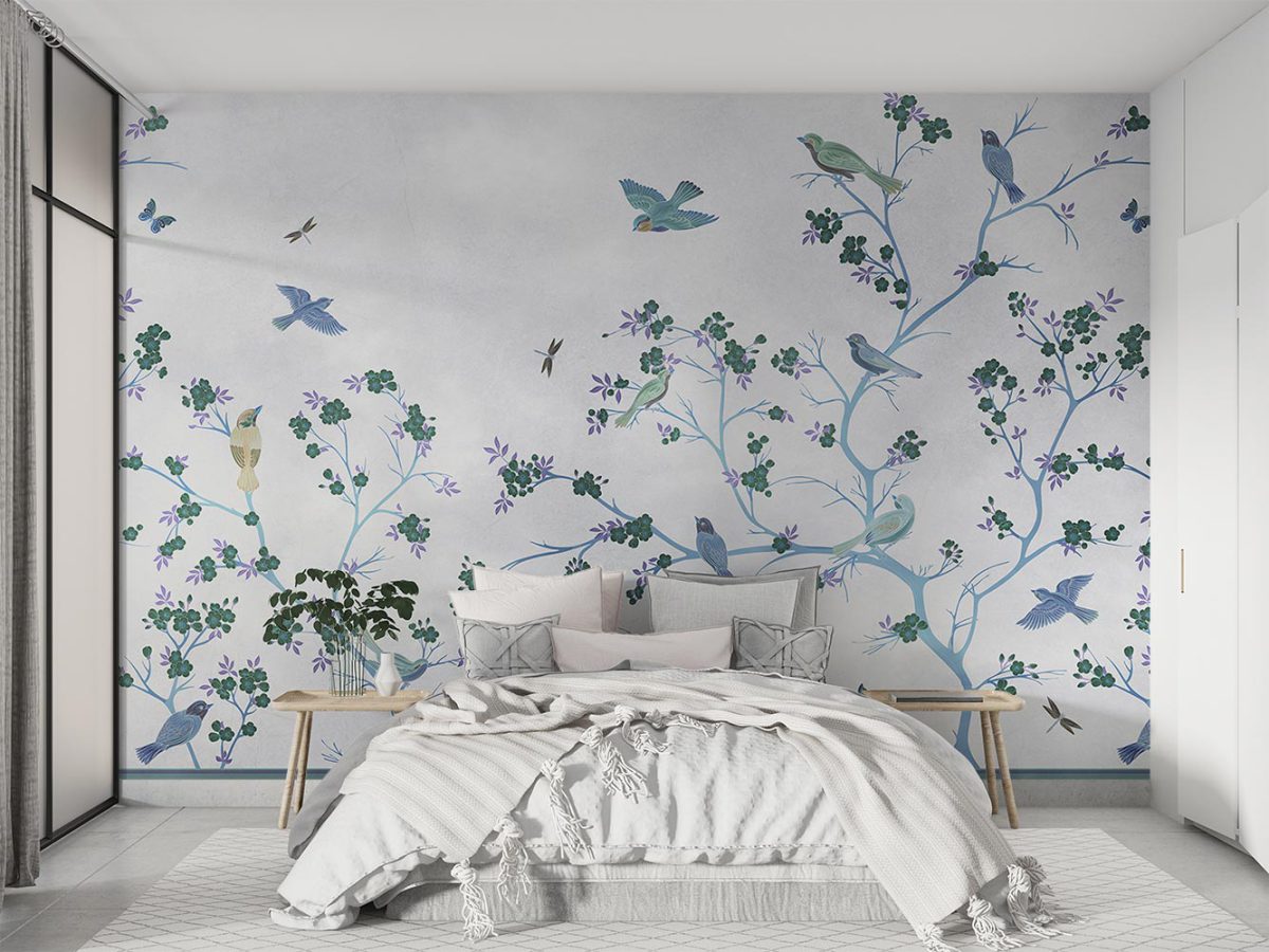 کاغذ دیواری شاخه درخت و پرنده W10161100