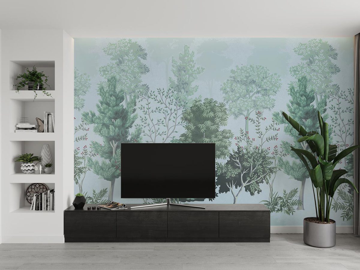 کاغذ دیواری پشت تلویزیون طرح طبیعت و درخت W10162100