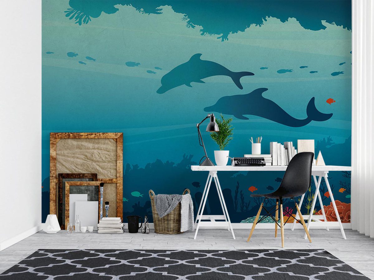 پوستر دیواری دریا و دلفین W10163500