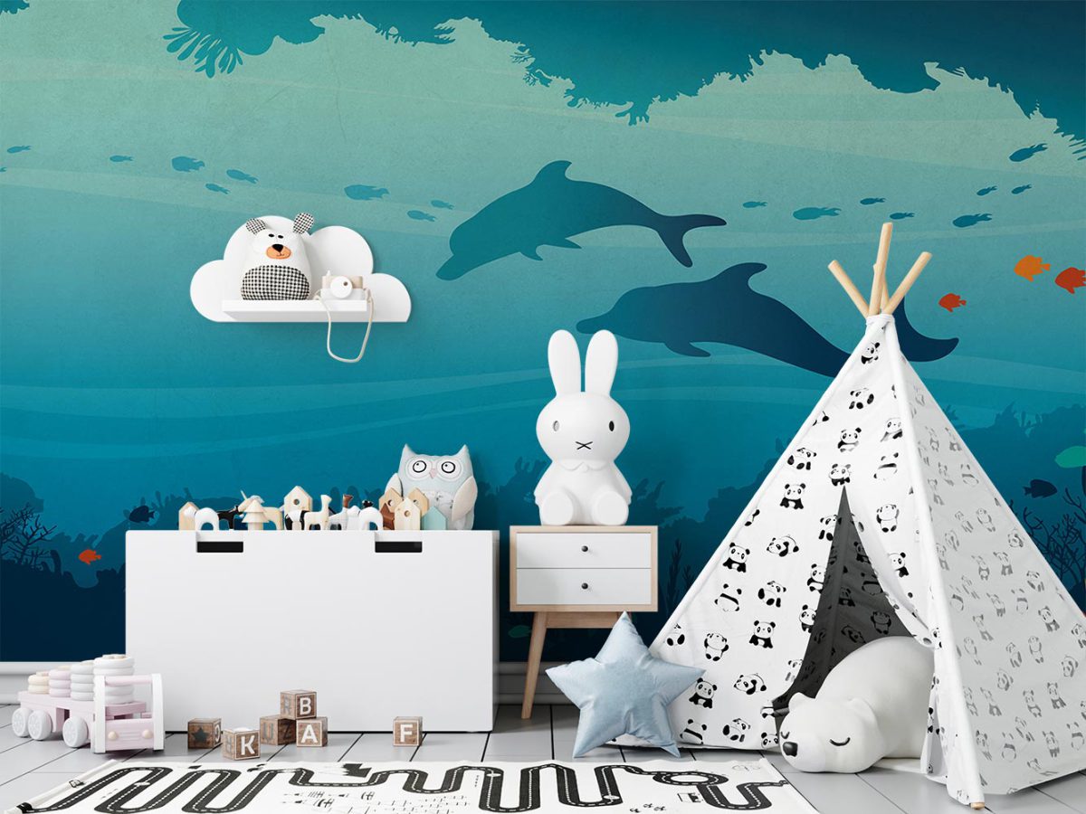 پوستر دیواری اتاق کودک دریا و دلفین W10163500