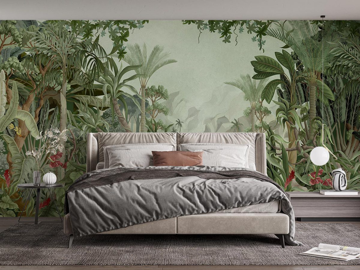 کاغذ دیواری اتاق خواب منظره جنگل طبیعت W10163900