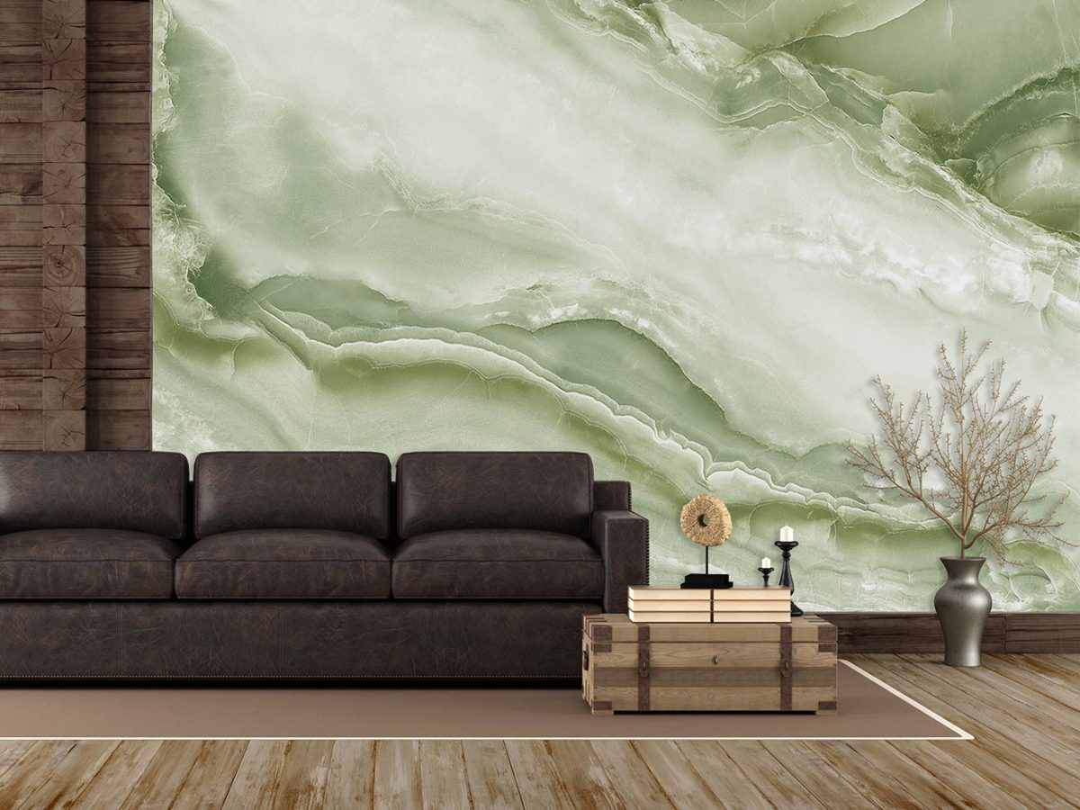 کاغذ دیواری اتاق پذیرایی طرح سنگ مرمر سبز W10165500
