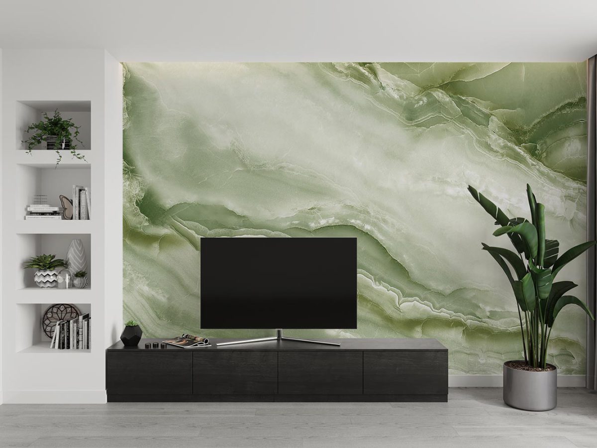 کاغذ دیواری پشت تلویزیون طرح سنگ مرمر سبز W10165500