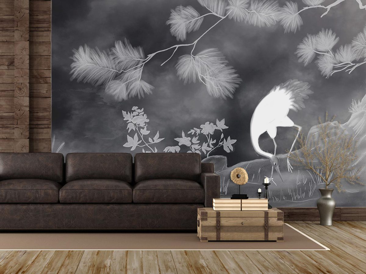 پوستر دیواری پذیرایی طرح منظره شب و پرنده W10167300