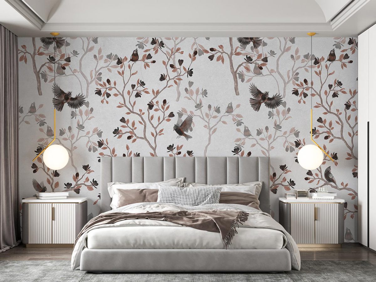 کاغذ دیواری اتاق خواب مدل پرنده و شاخه درخت W10167500