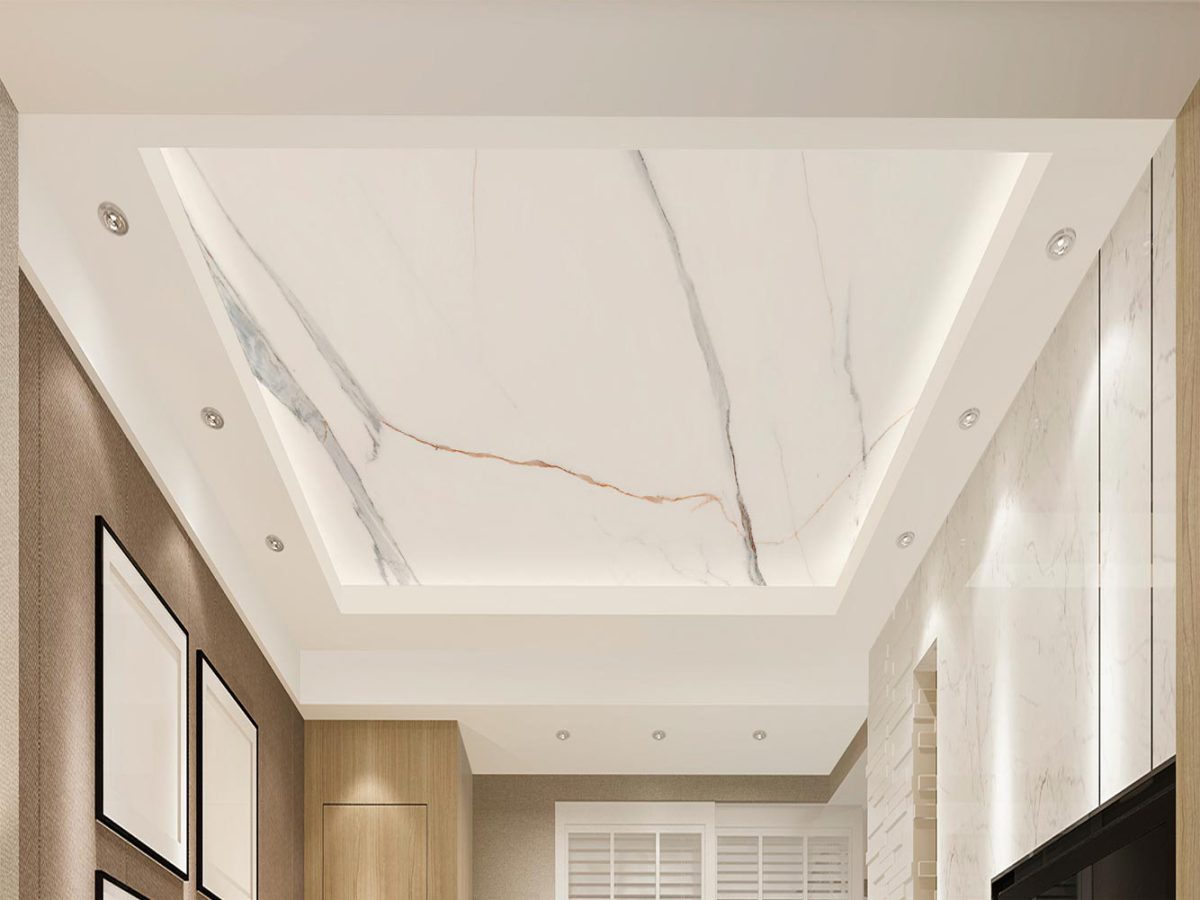 کاغذ دیواری مخصوص سقف مینیمال سنگ ساده سفید W10168800