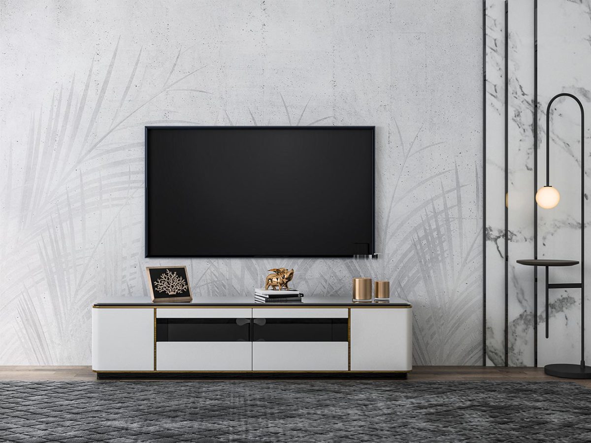 کاغذ دیواری پشت تلویزیون مدل مینیمال طرح برگ W10168900