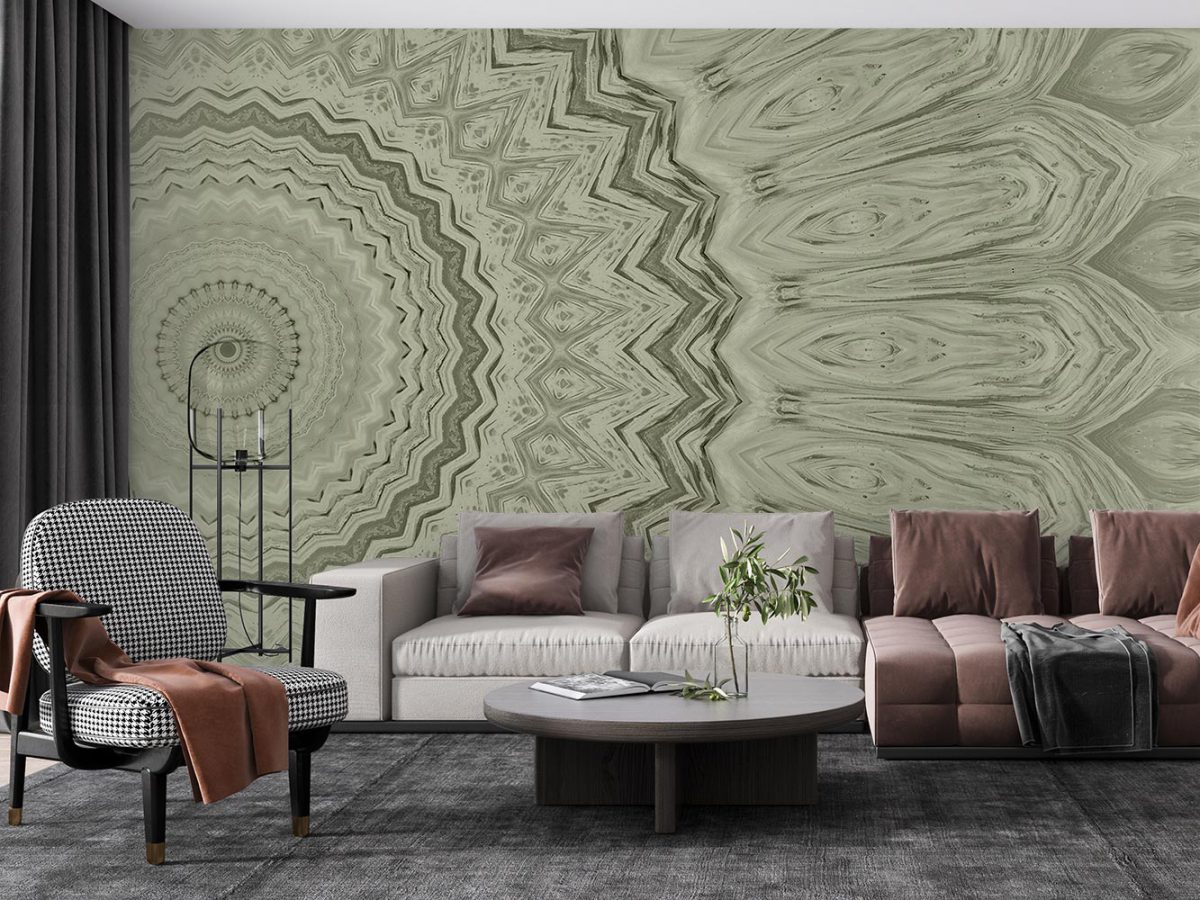 کاغذ دیواری سبز ماندلا سنتی W10170000 برای پذیرایی نشیمن