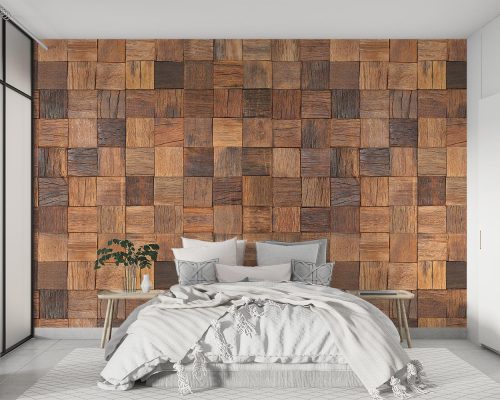 کاغذ دیواری طرح مربع های چوبی W10170200