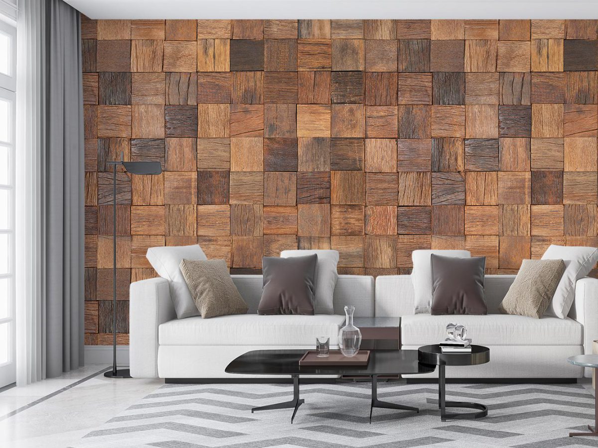 کاغذ دیواری طرح مربع های چوبی W10170200