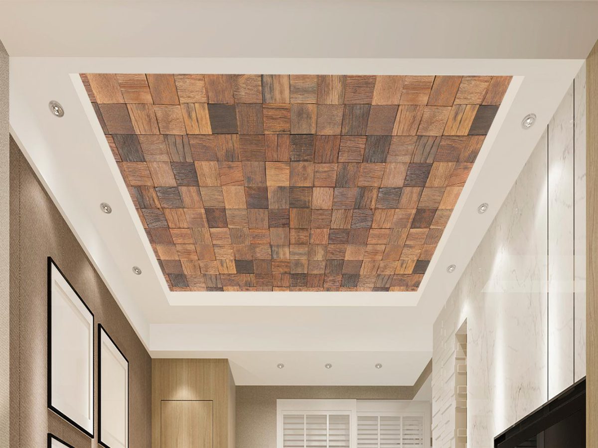 کاغذ دیواری سقف طرح مربع های چوبی W10170200