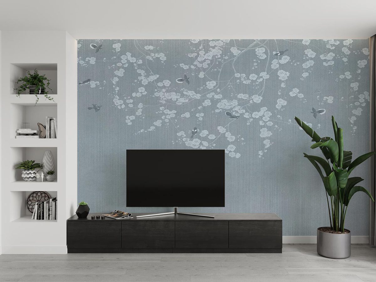 کاغذ دیواری پشت تلویزیون مدل گل ریز W10170400