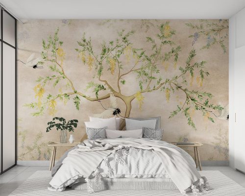 کاغذ دیواری طرح درخت و برگ W10171800