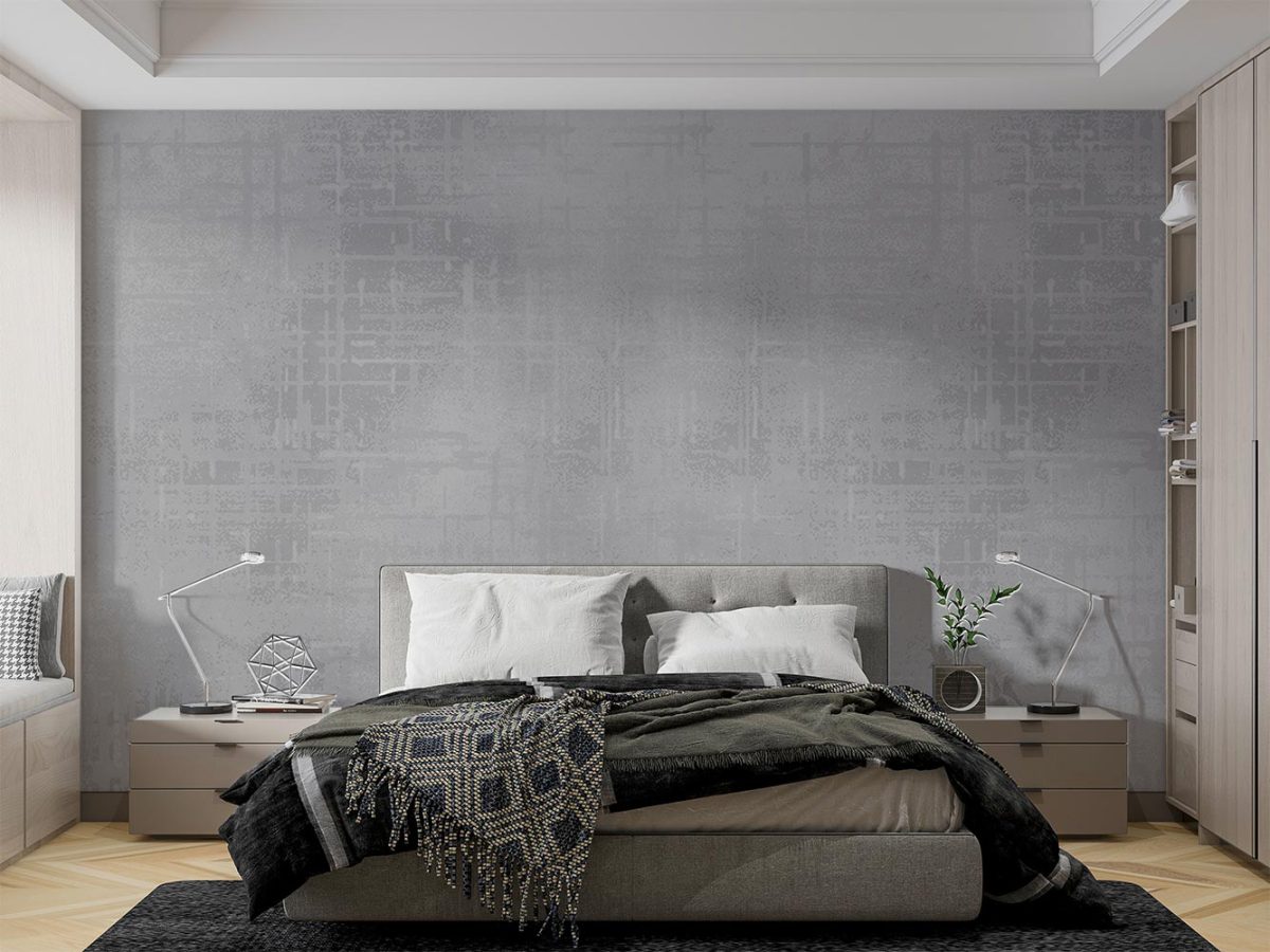 کاغذ دیواری اتاق خواب طرح طوسی ساده بافت دار W10172900