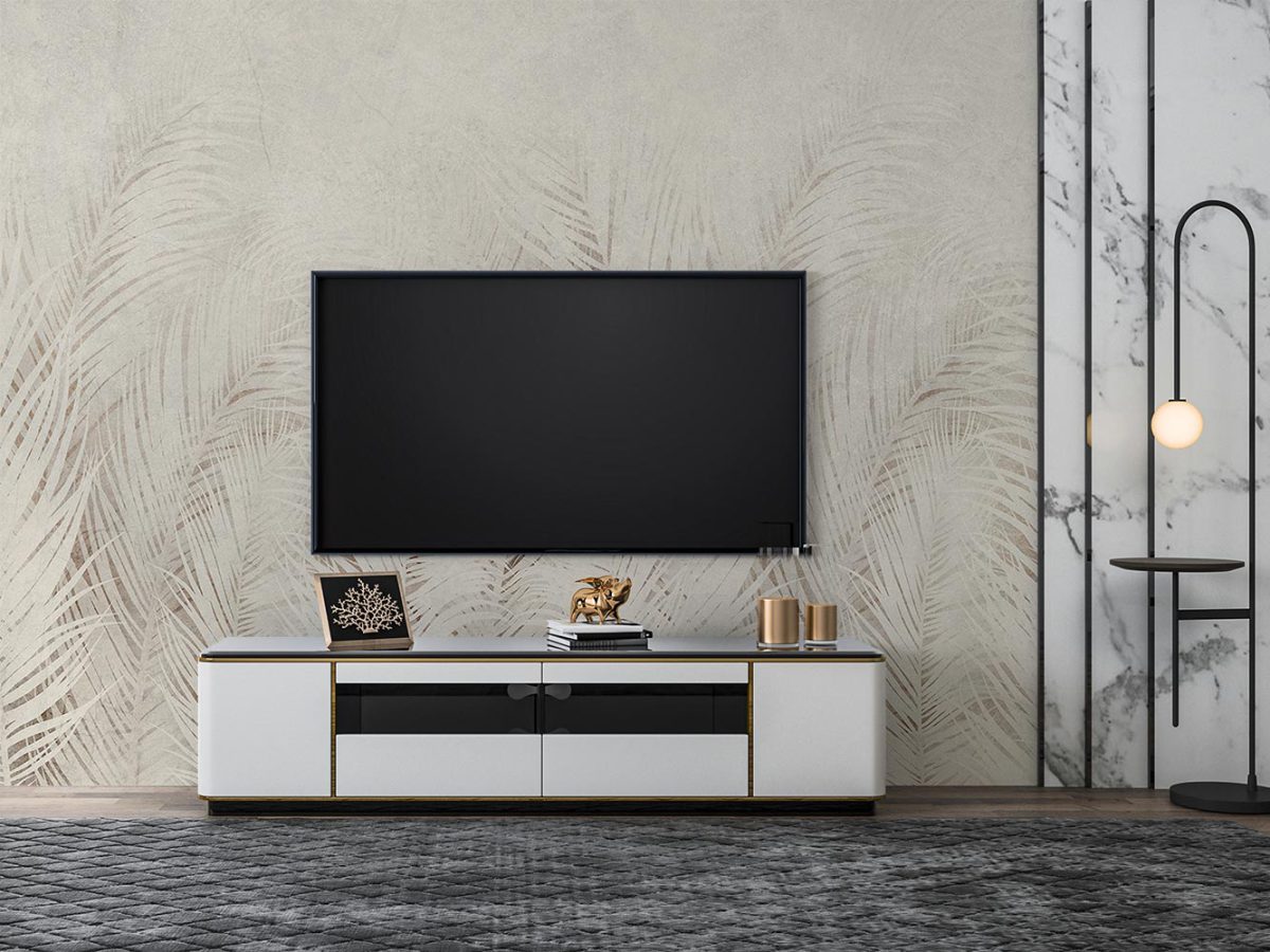 کاغذ دیواری پشت تلویزیون طرح کلاسیک برگ W10173600