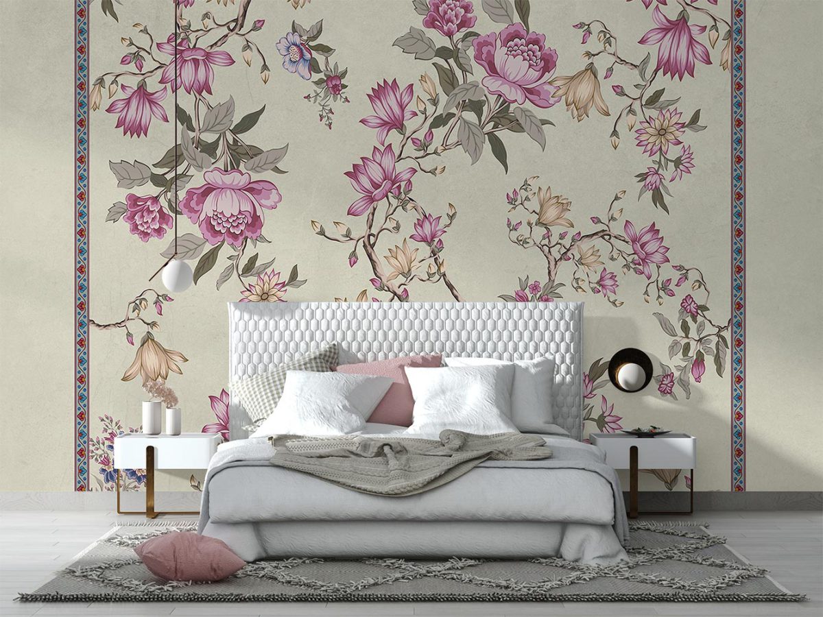 کاغذ دیواری اتاق خواب طرح گل گلی ریز W10174300