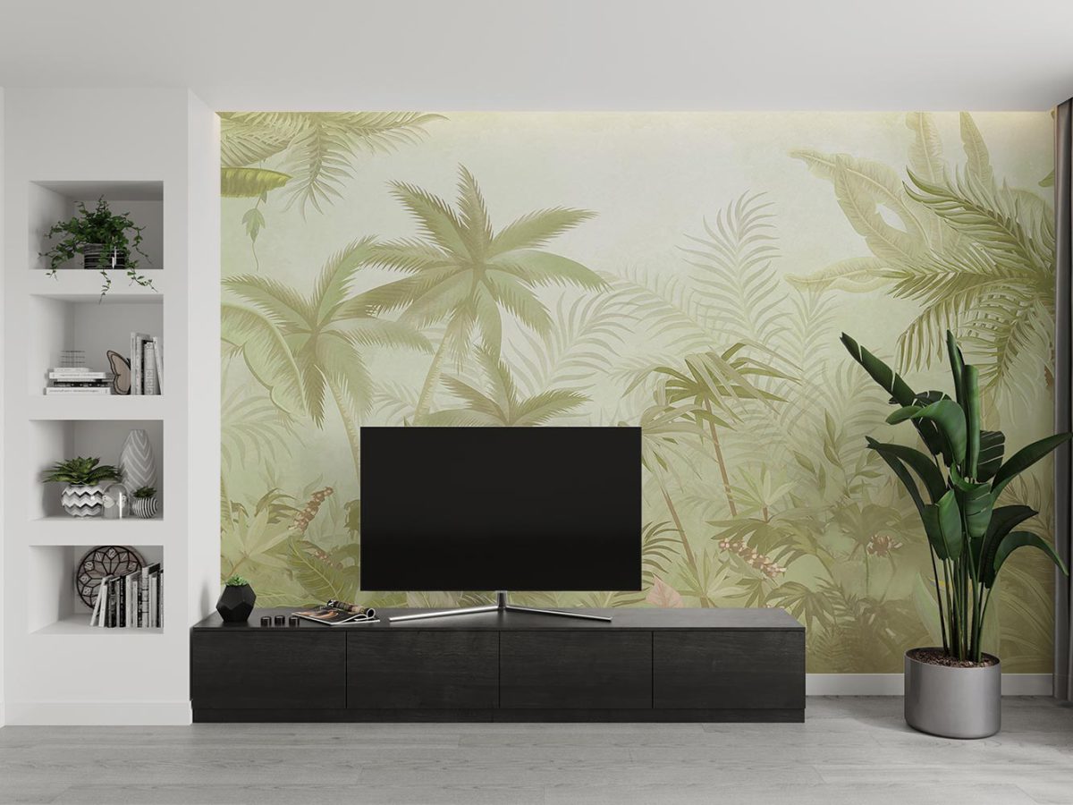 پوستر دیواری پشت تلویزیون مدل درختان گرمسیری W10175500